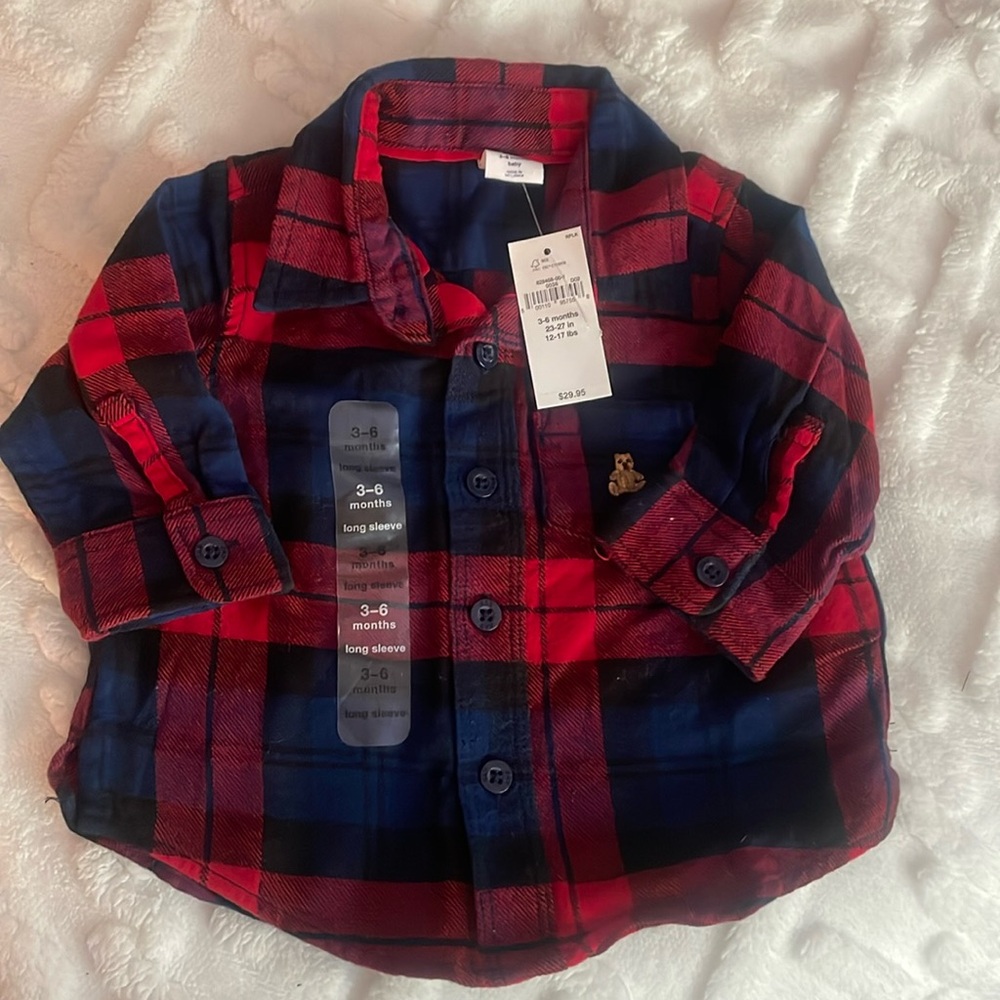 Red and blue baby gap flannel